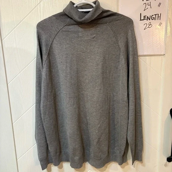 Holly & Whyte Lindex Gray Striped Long Sleeve Turtleneck Viscose Knit Top L - Picture 9 of 10